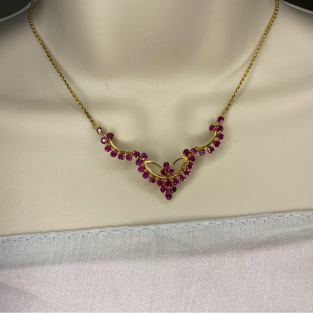 Burmese Ruby Necklace In 18k Solid Gold New - image 8